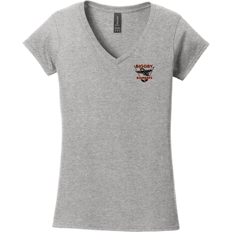 Biggby Bombers Softstyle Ladies Fit V-Neck T-Shirt